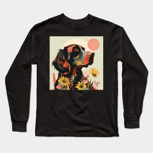 70s Flat-coated Retriever Vibes: Pastel Pup Parade Long Sleeve T-Shirt